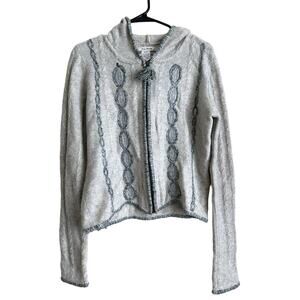 Vintage Free People Wool Blend Long Sleeve Zip Up Hoodie Women's Size Medium